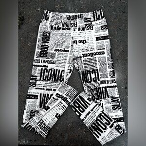Large black and white graphic leggings